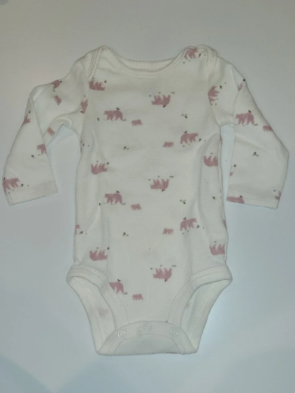 Carter's Pink Bear Sherpa Jacket and White Bear Print Outfit Set. Size 6 Months